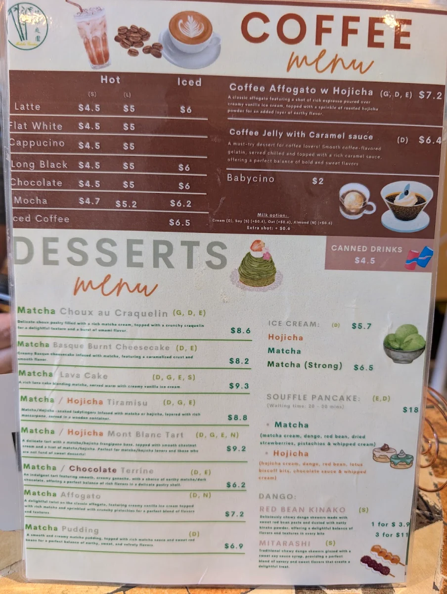 Menu, Matcha Garden