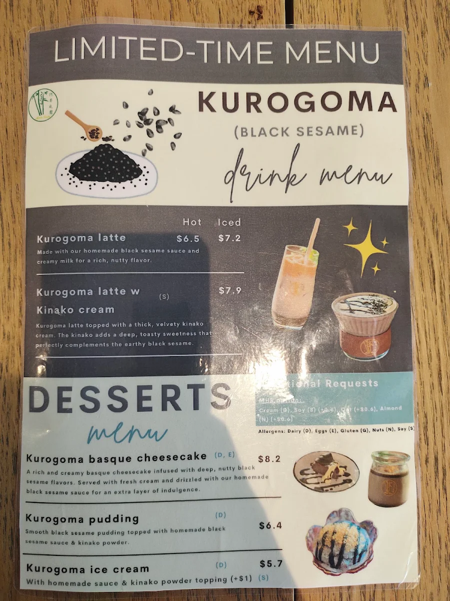 Menu, Matcha Garden