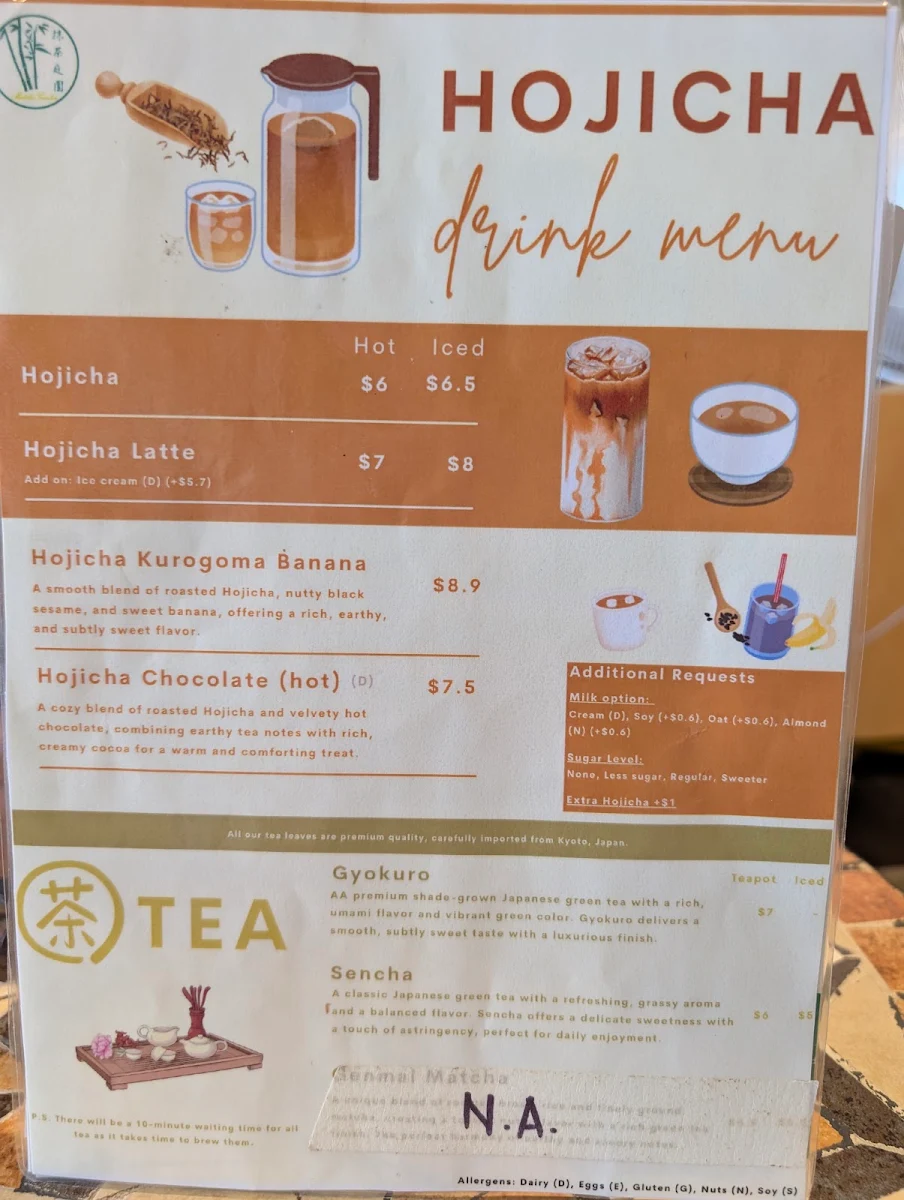 Menu, Matcha Garden