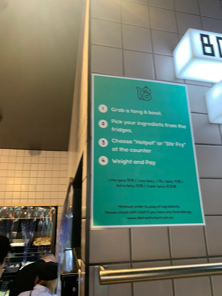 Menu, 18th Street Hot Pot