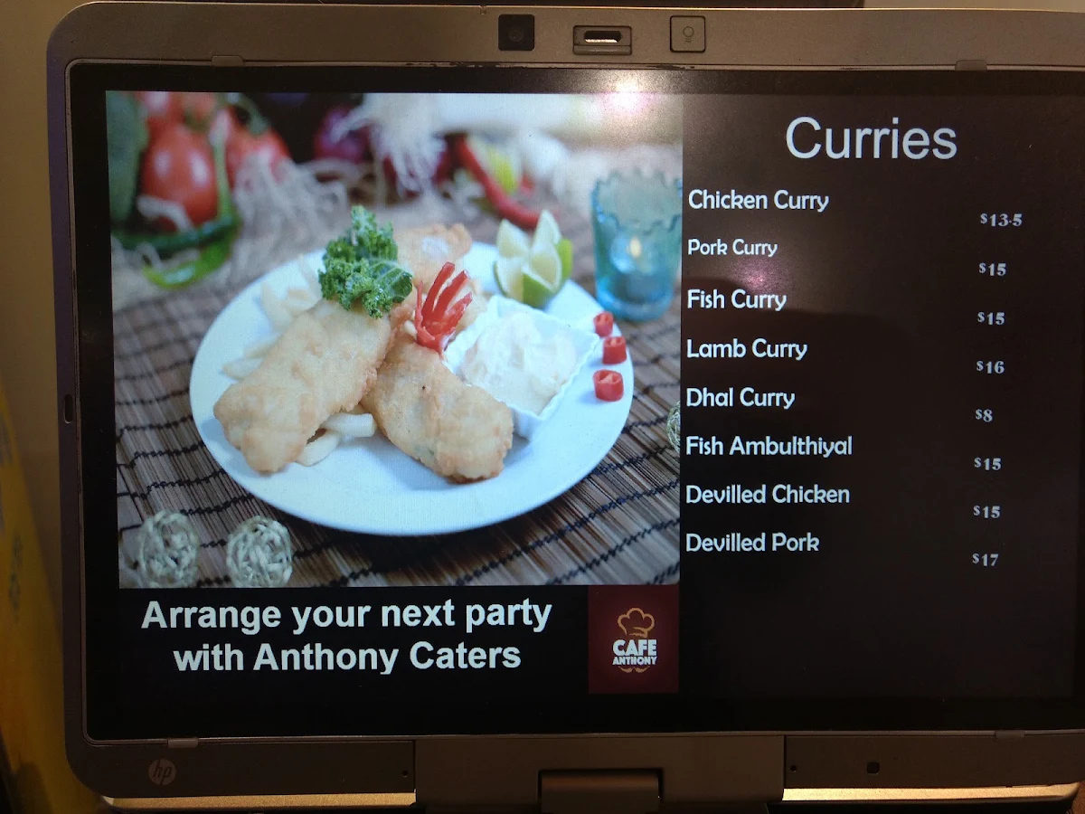 Menu, Cafe Anthony