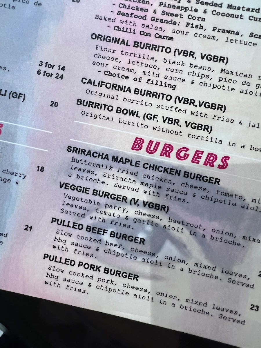 Menu, Rosa Mexicano Norwood