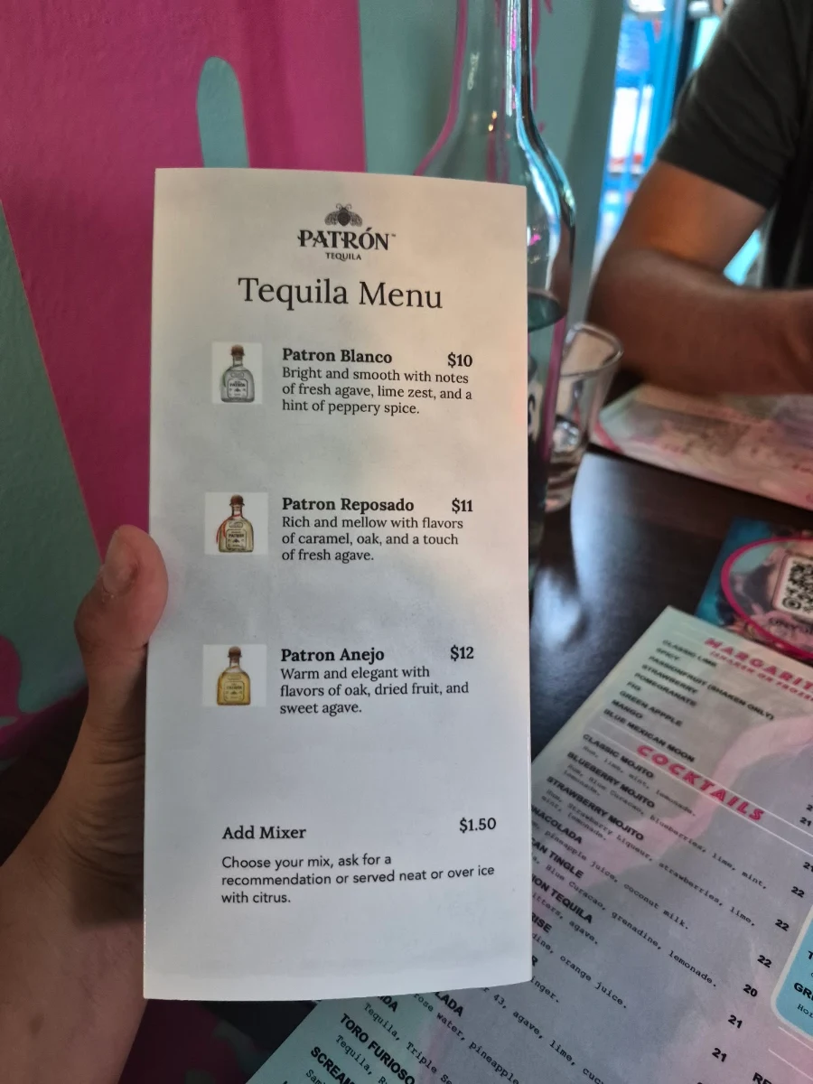 Menu, Rosa Mexicano Norwood