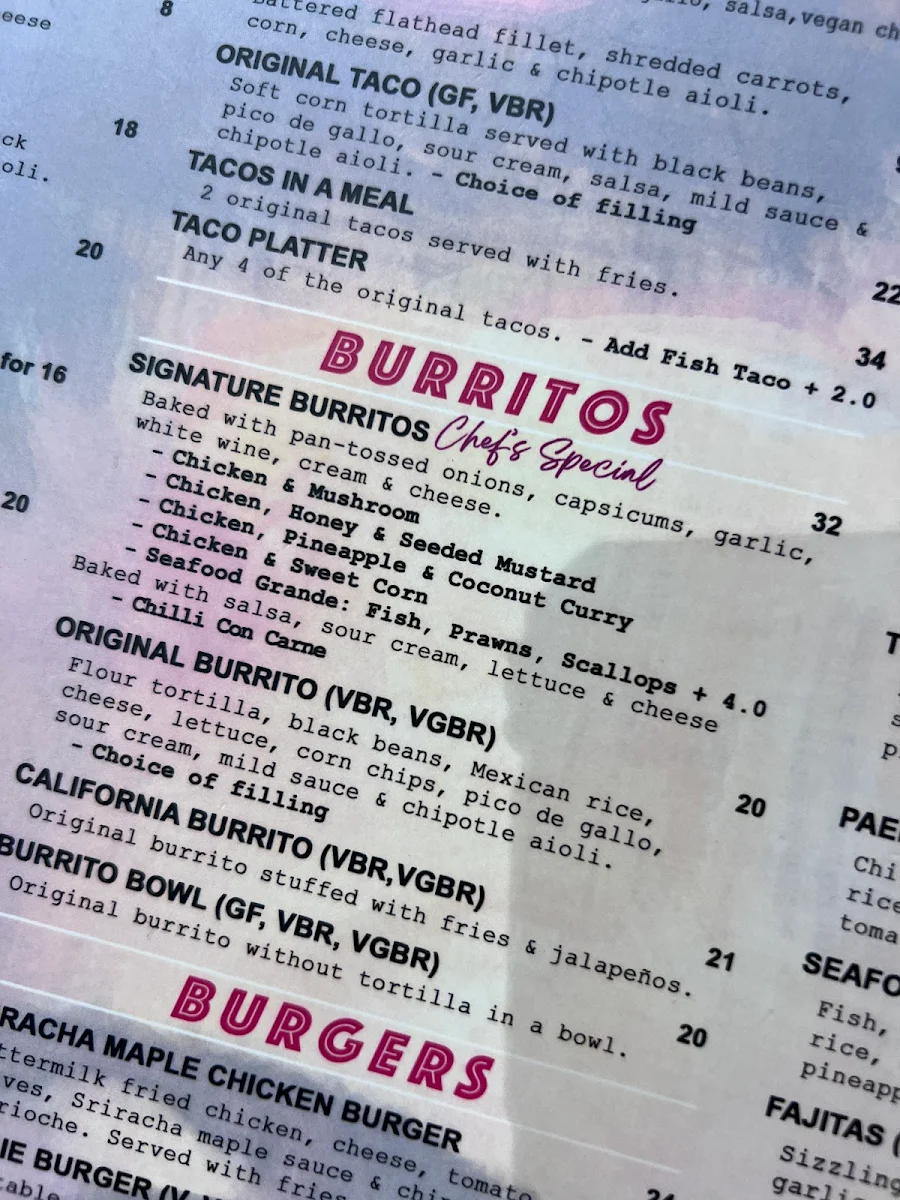 Menu, Rosa Mexicano Norwood