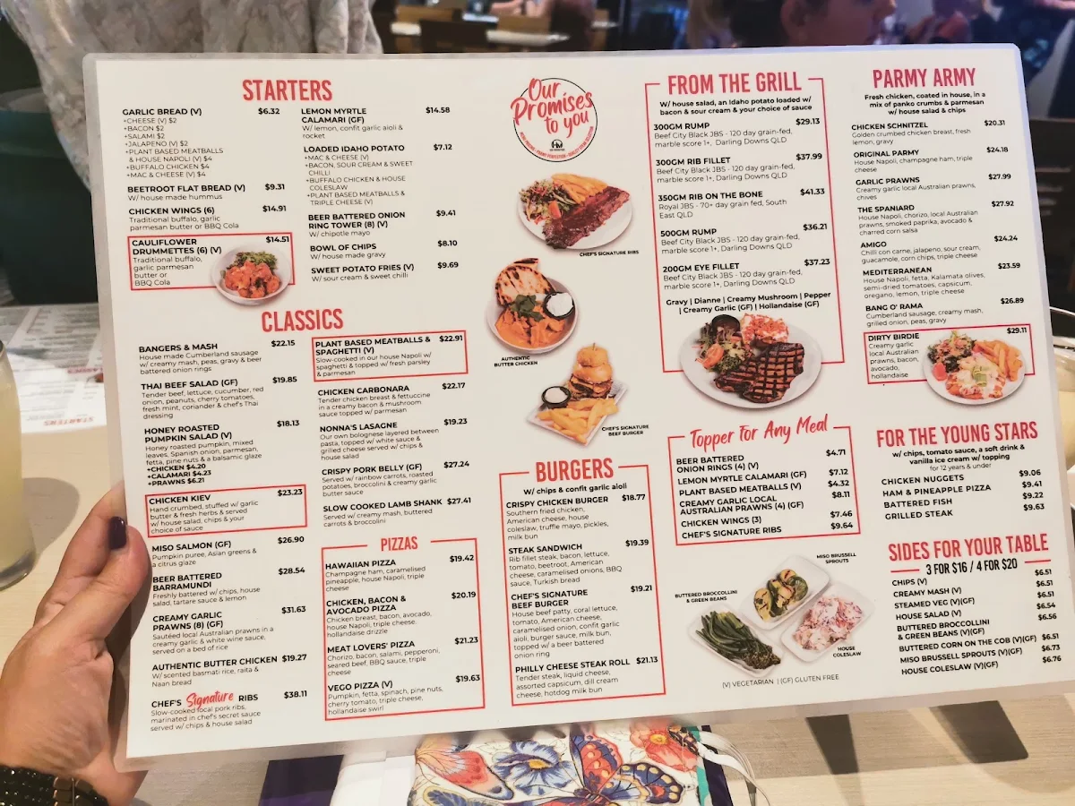 Menu, Hotel Maroochydore