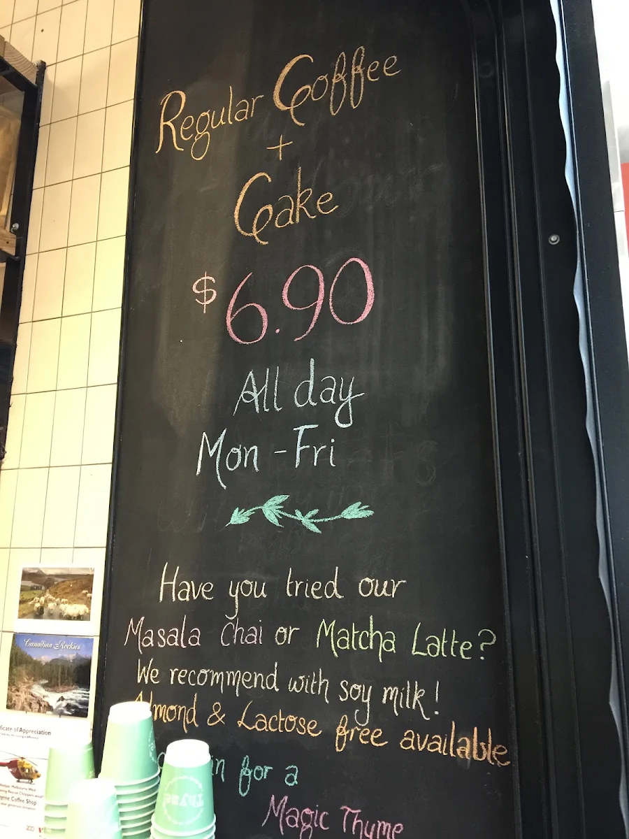 Menu, Café Thyme