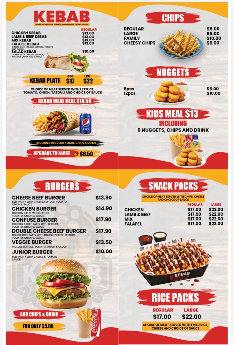 Menu, Kebab Familia