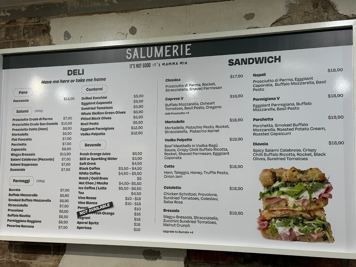Menu, SALUMERIE - Potts Point