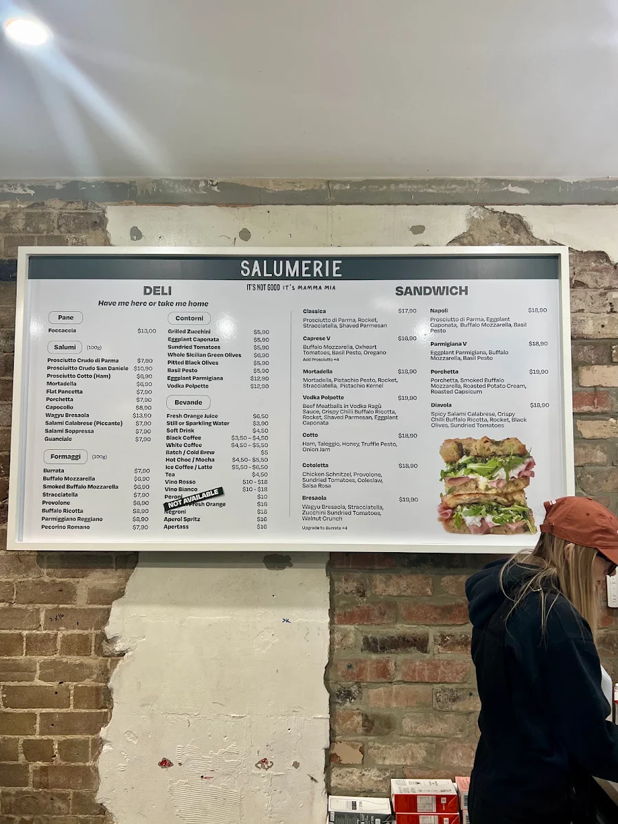 Menu, SALUMERIE - Potts Point