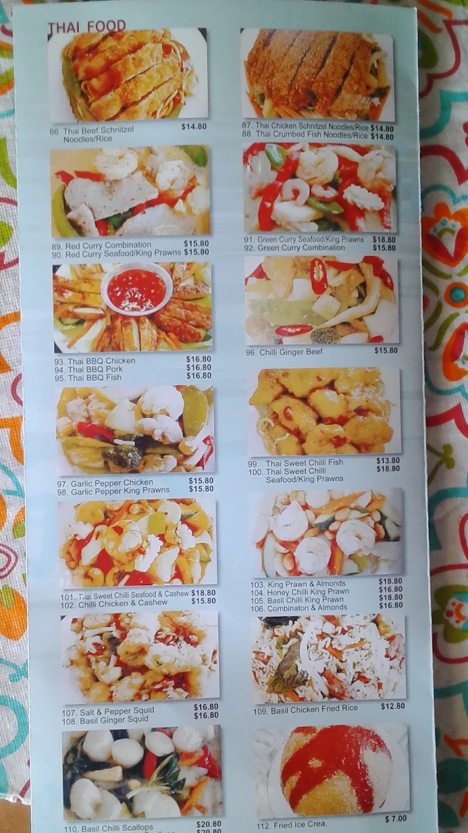Menu, Yeppoon Noodle House