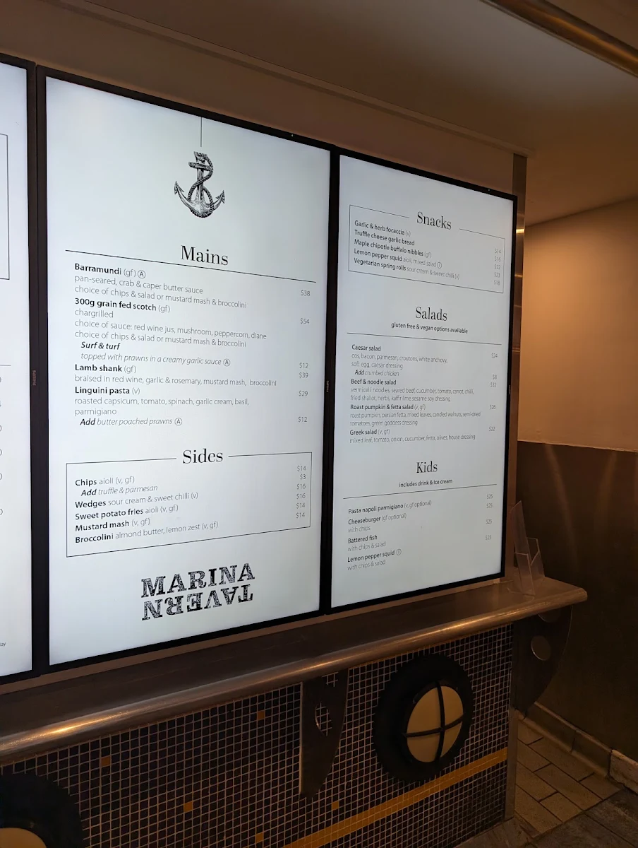 Menu, Marina Tavern
