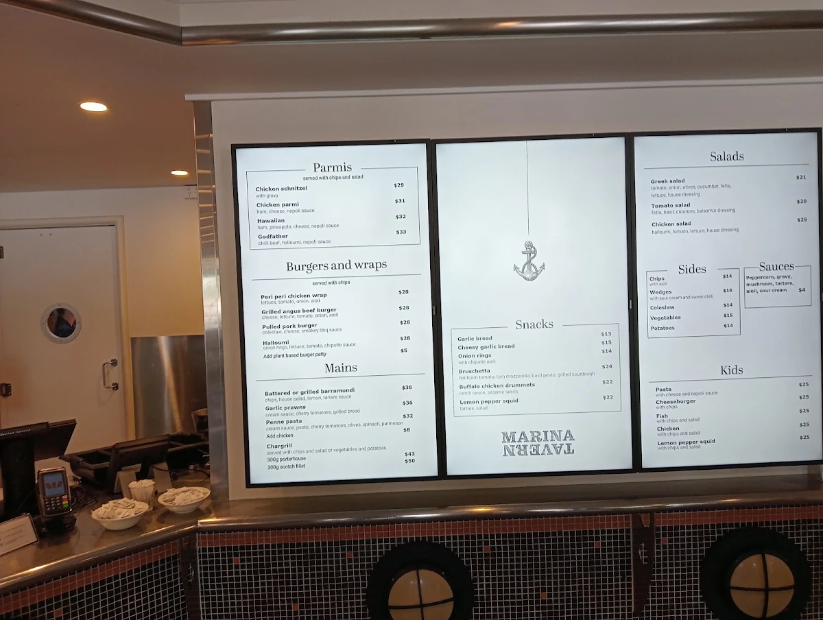 Menu, Marina Tavern