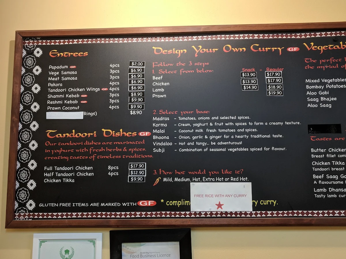 Menu, Indian & Persian Cuisines