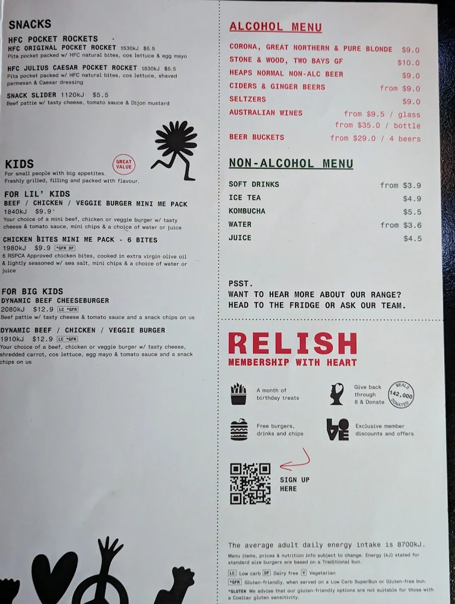 Menu, Grill'd Burgers - Toowoomba