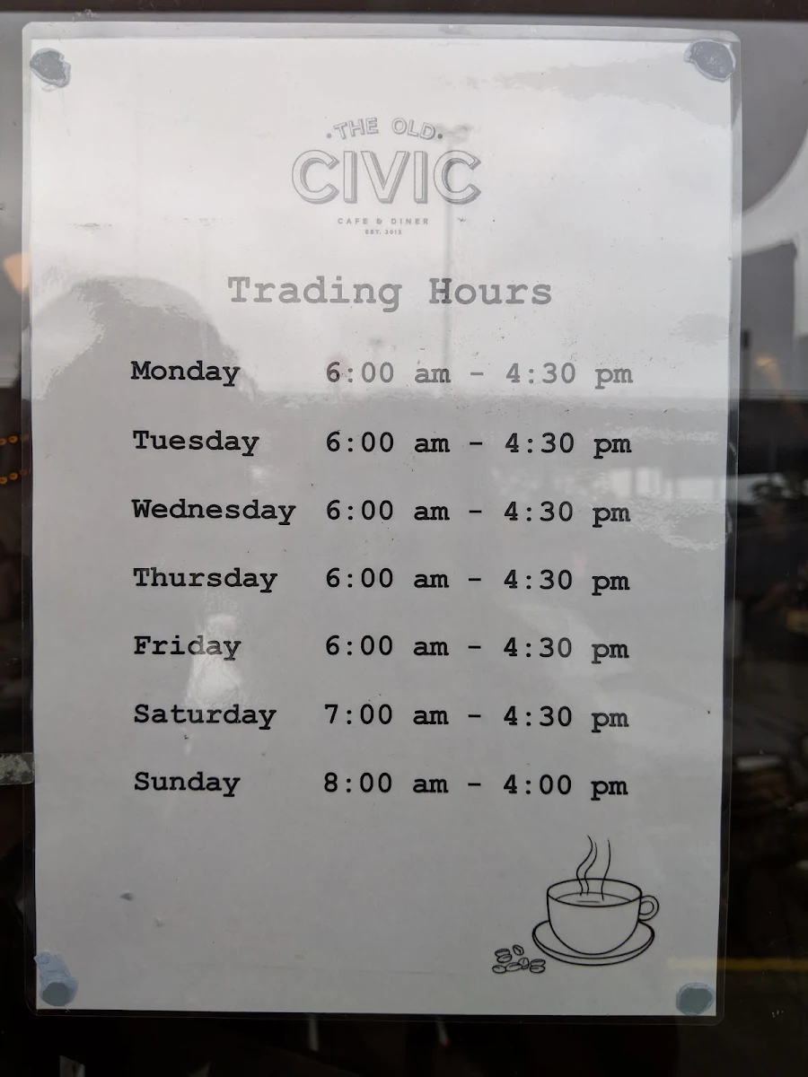 Menu, The Old Civic Cafe & Diner