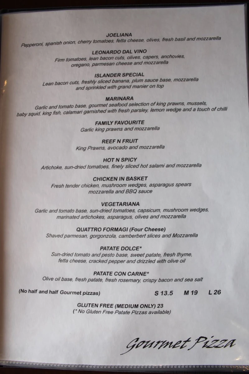 Menu, Monte's