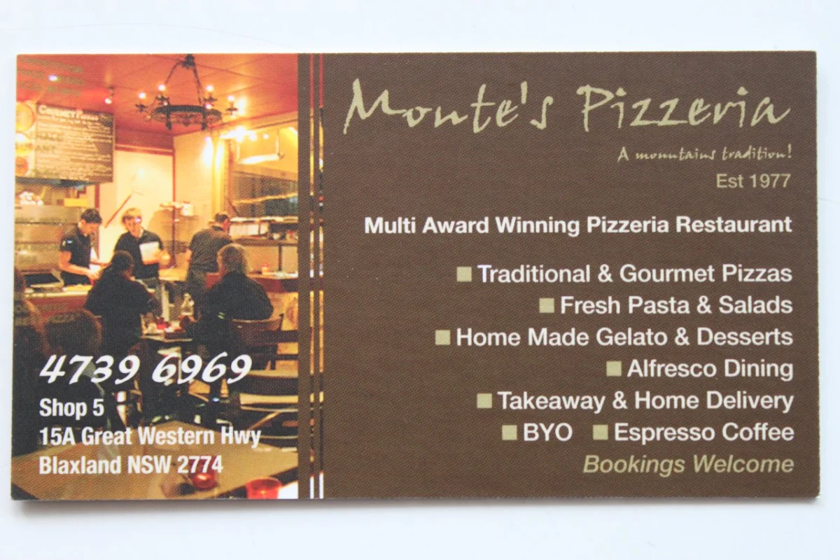 Menu, Monte's