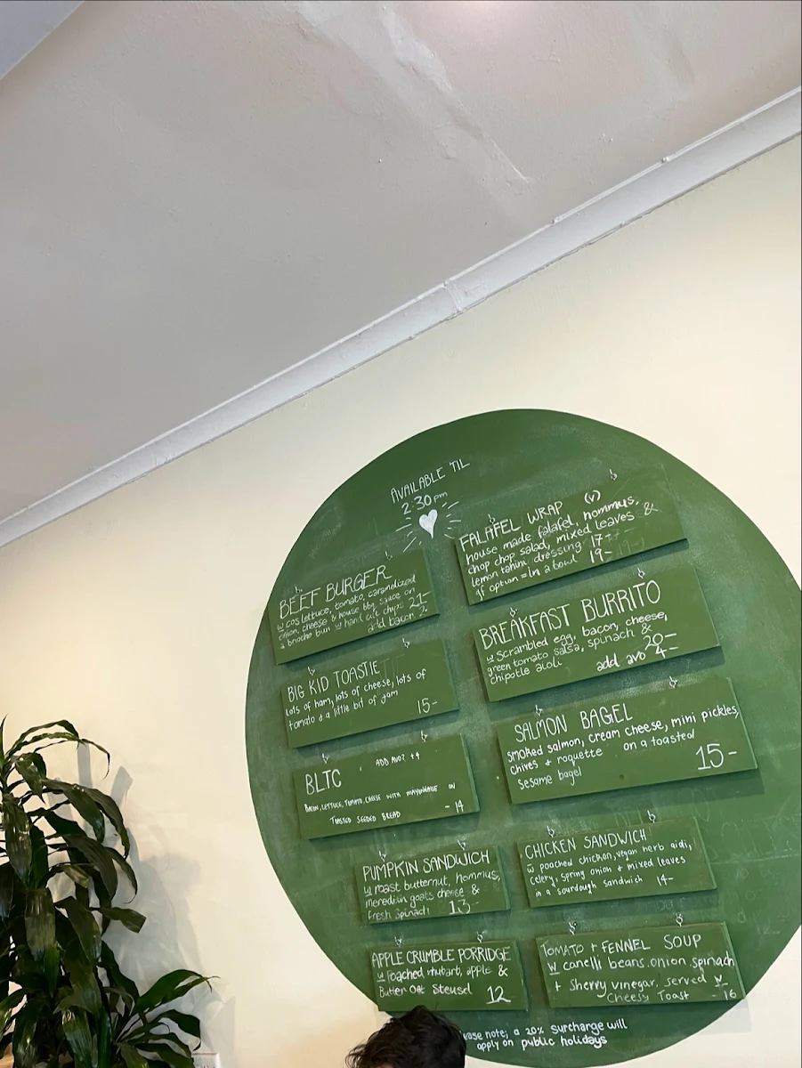 Menu, Habitat Cafe
