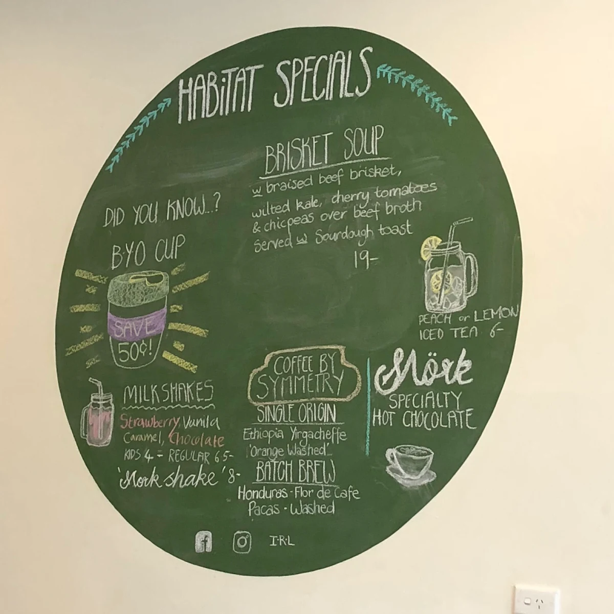 Menu, Habitat Cafe