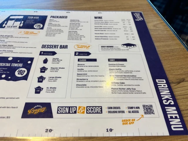 Menu, Varsity Innaloo