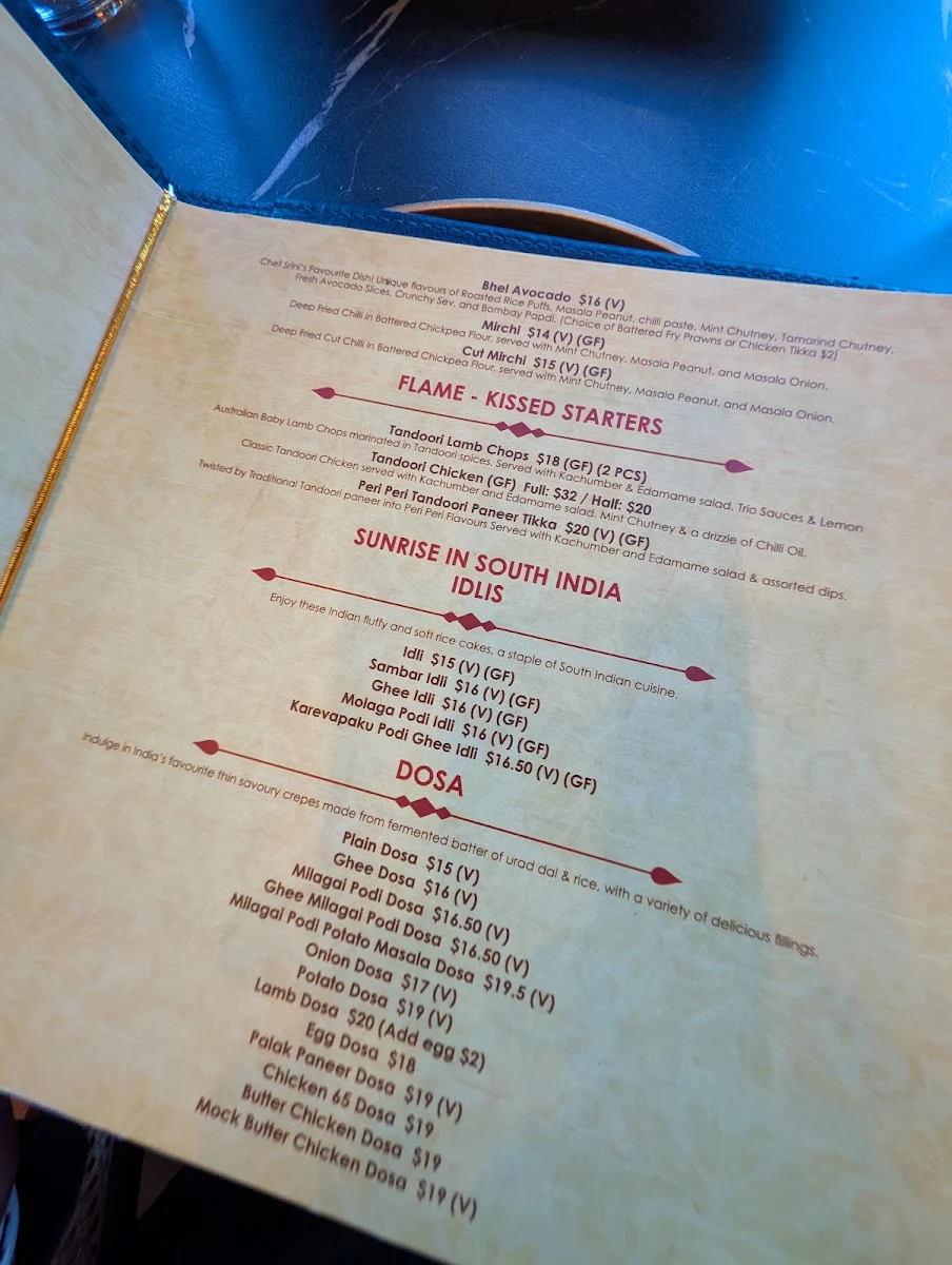 Menu, Seven Spices Modern Indian Restaurant