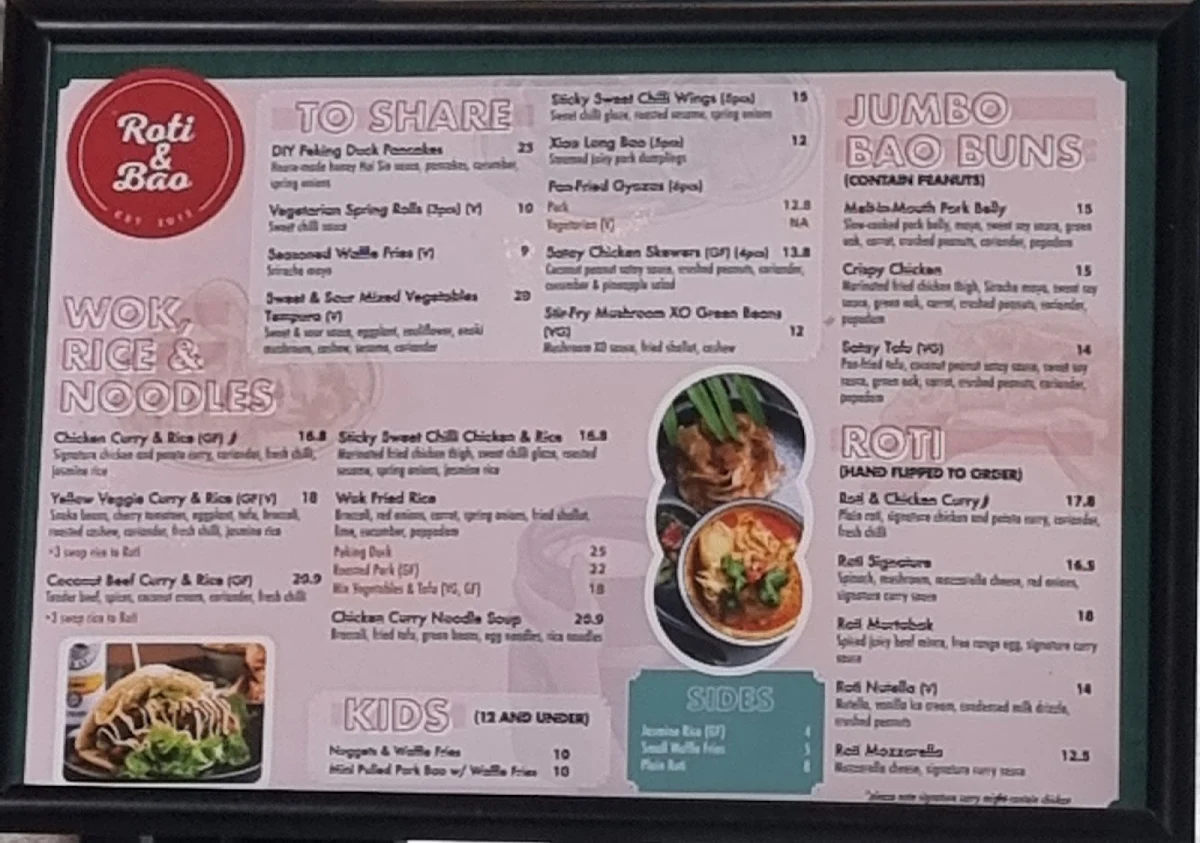 Menu, Roti & Bao Stockland Birtinya