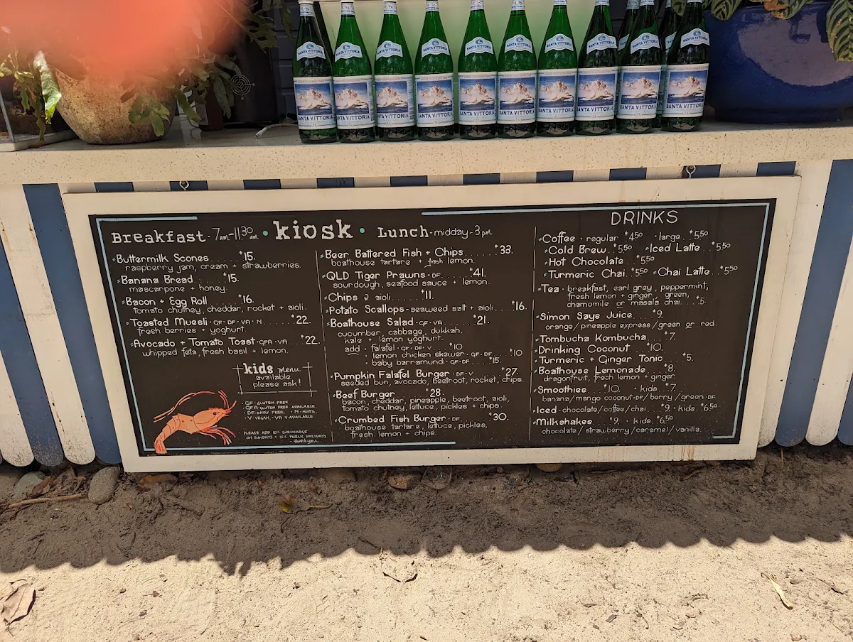 Menu, The Boathouse Balmoral Beach