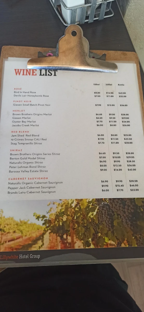 Menu, Bushland Beach Tavern