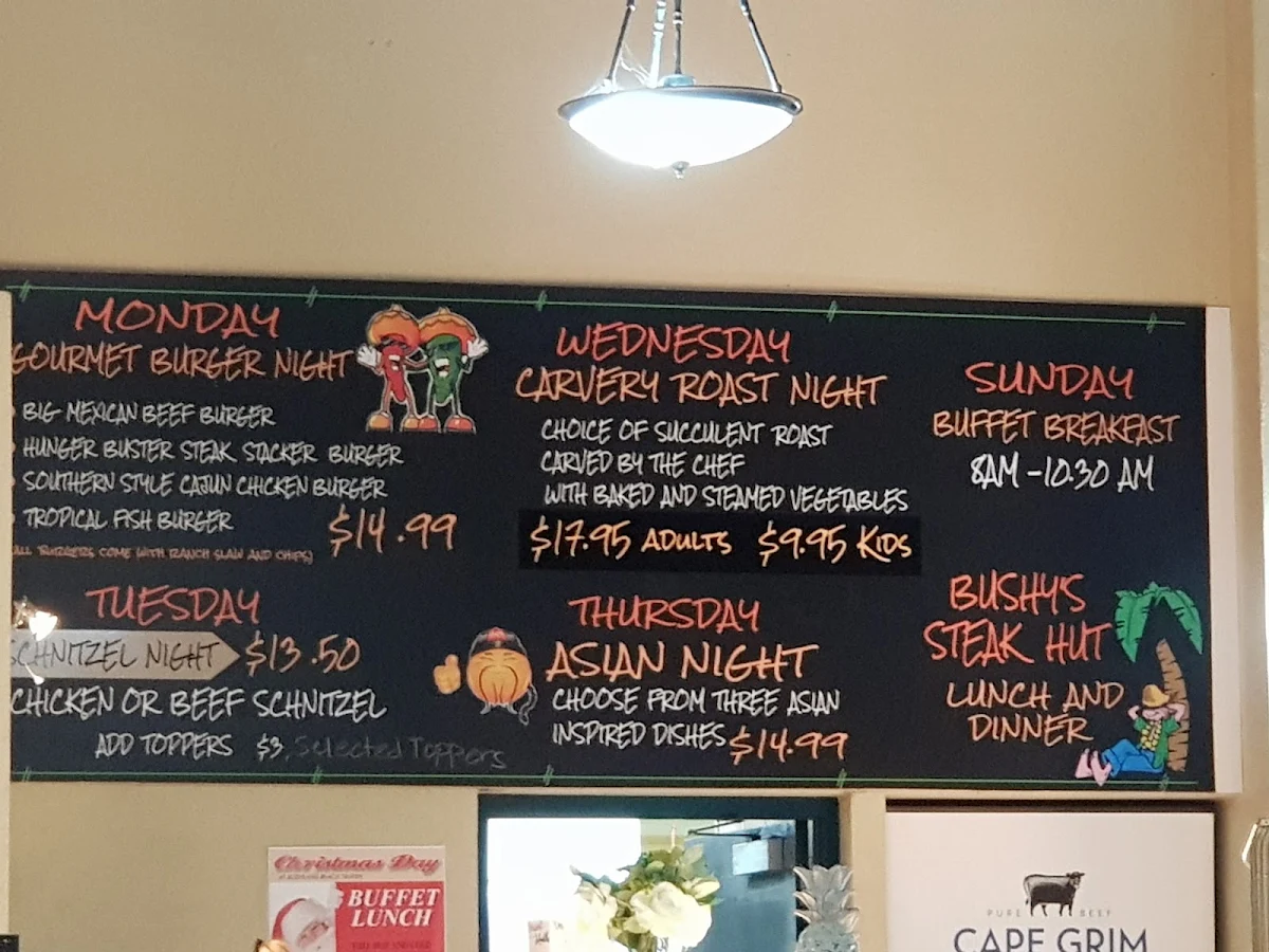 Menu, Bushland Beach Tavern