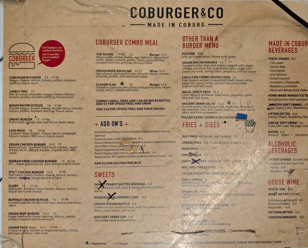 Menu, Coburger & Co