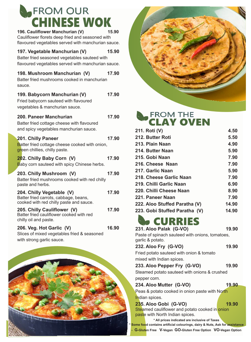 Menu, Saravanaa Bhavan