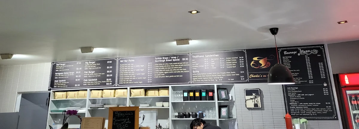 Menu, Charlie's On George Cafe Burwood