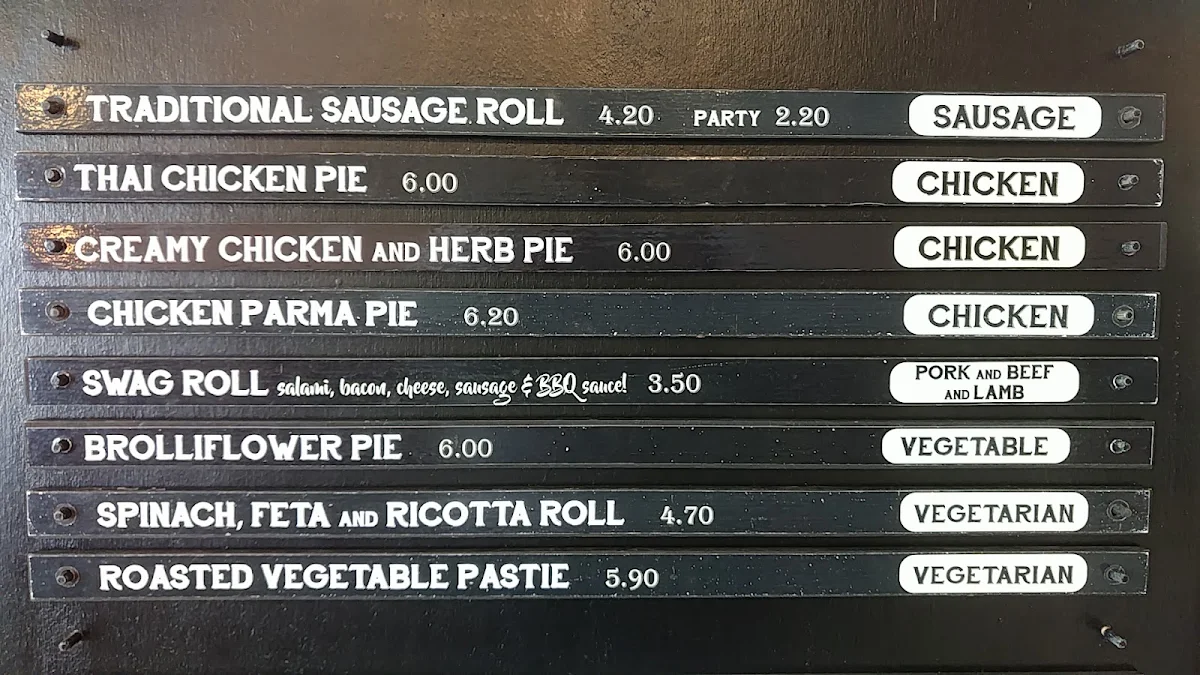 Menu, Gaffney's Pie Kitchen