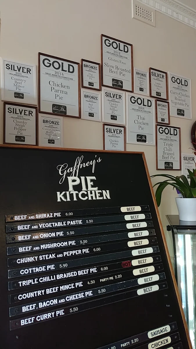Menu, Gaffney's Pie Kitchen