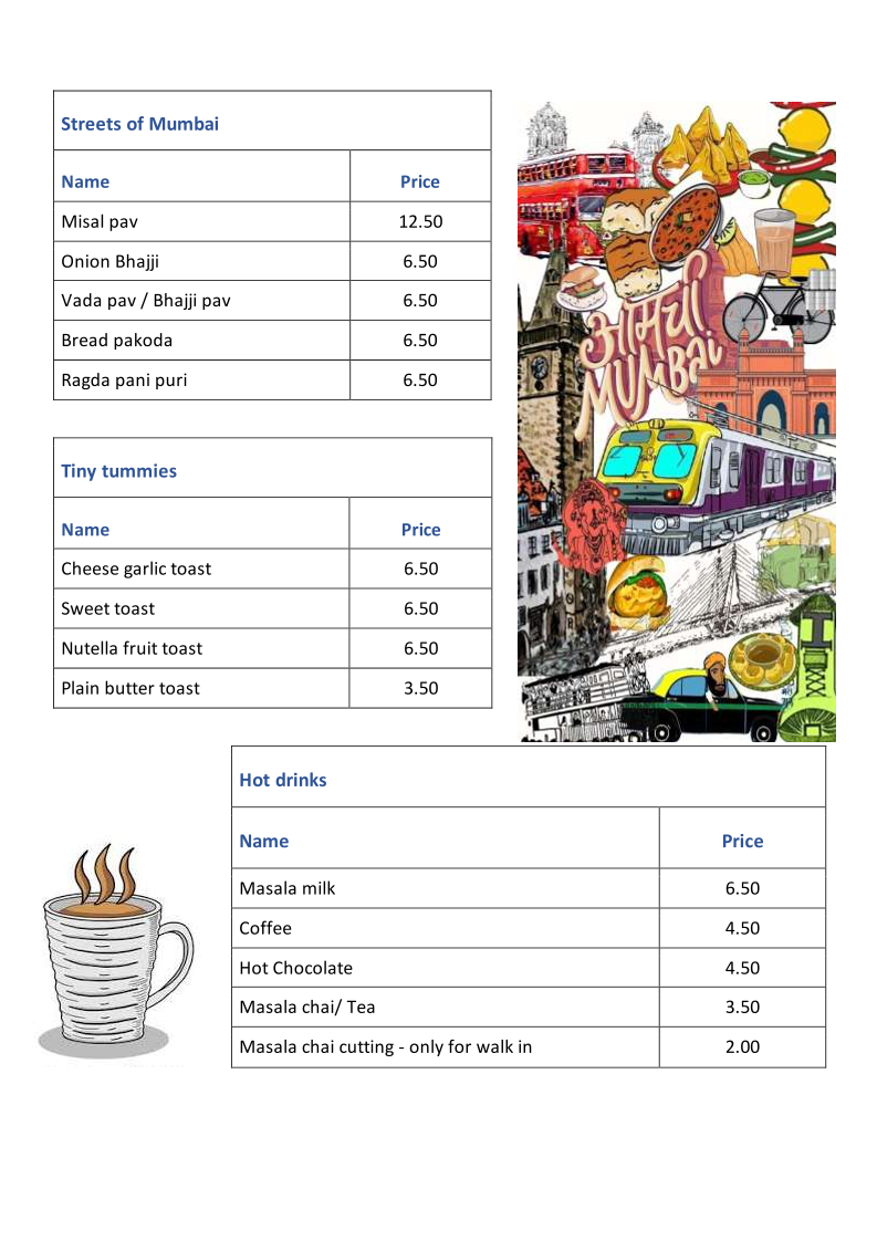 Menu, SandwichWali