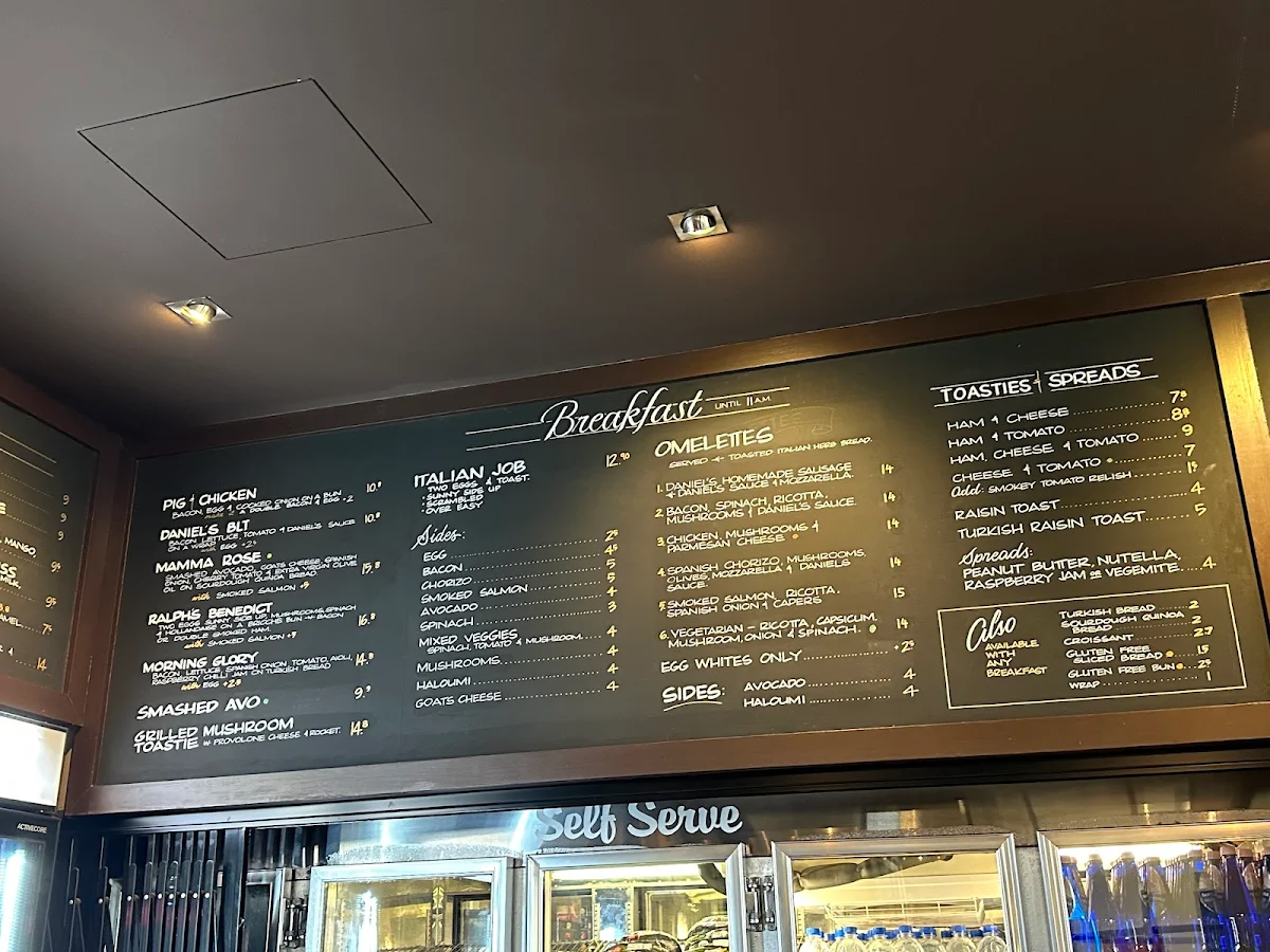 Menu, Ralph's Cafe