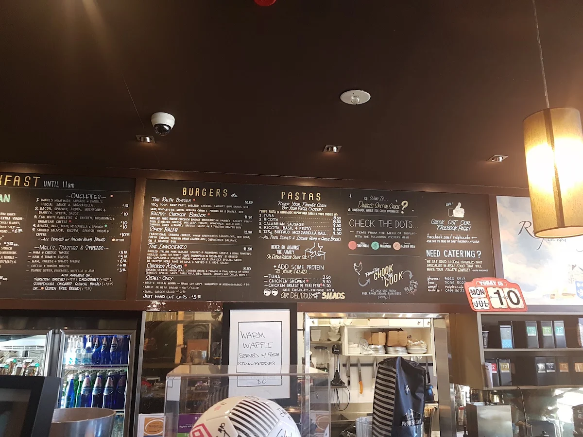 Menu, Ralph's Cafe