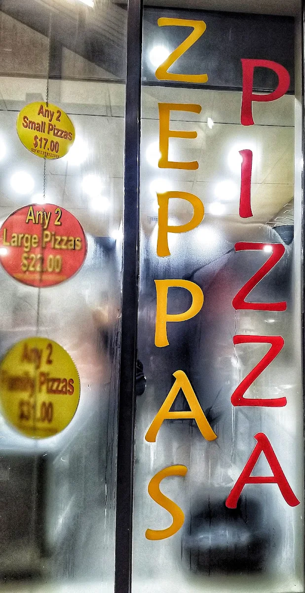 Menu, Zeppa's Pizza