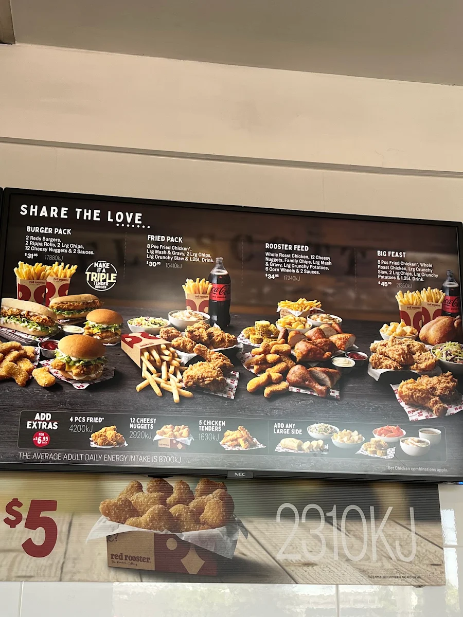 Menu, Red Rooster Coburg