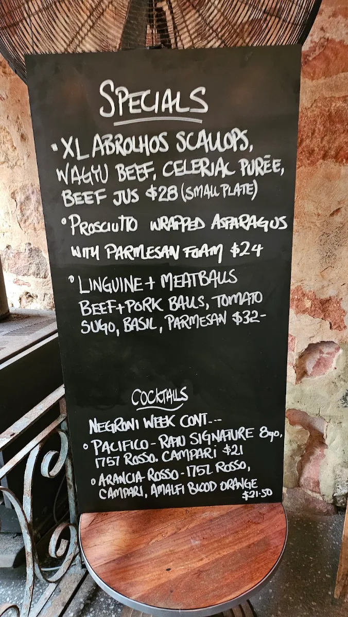 Menu, The Provincial Bar Geraldton
