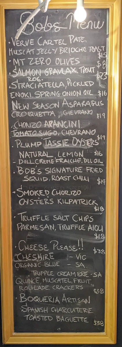 Menu, The Provincial Bar Geraldton