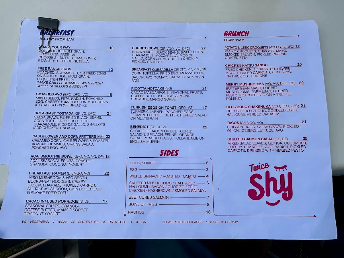 Menu, Twice Shy