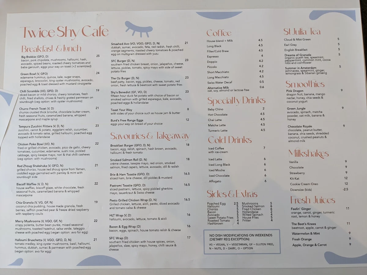 Menu, Twice Shy