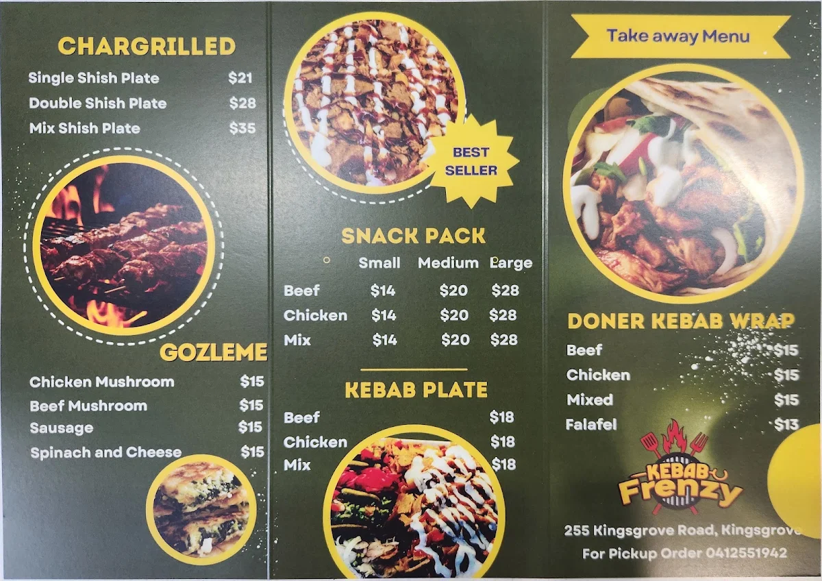 Menu, Kebab Frenzy