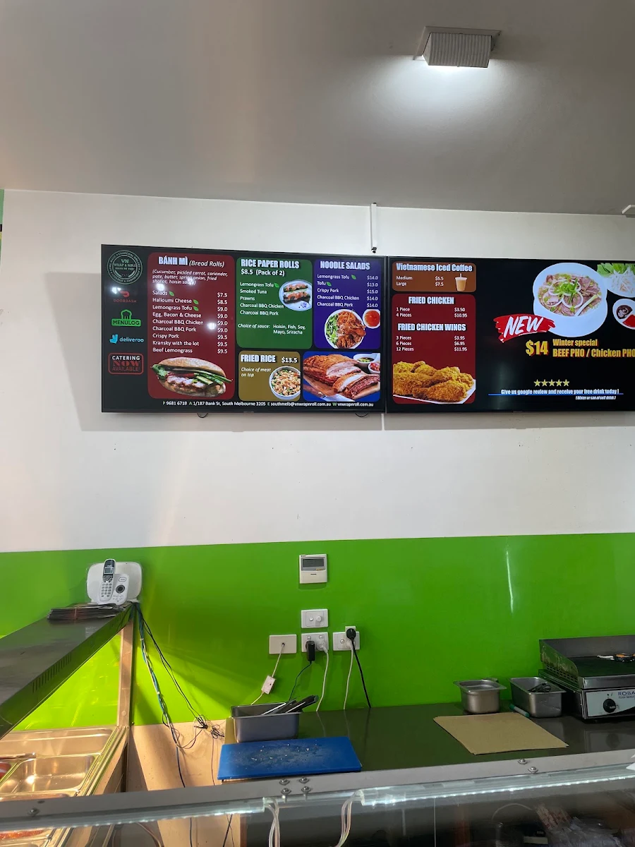 Menu, VN Wrap & Roll - South Melbourne