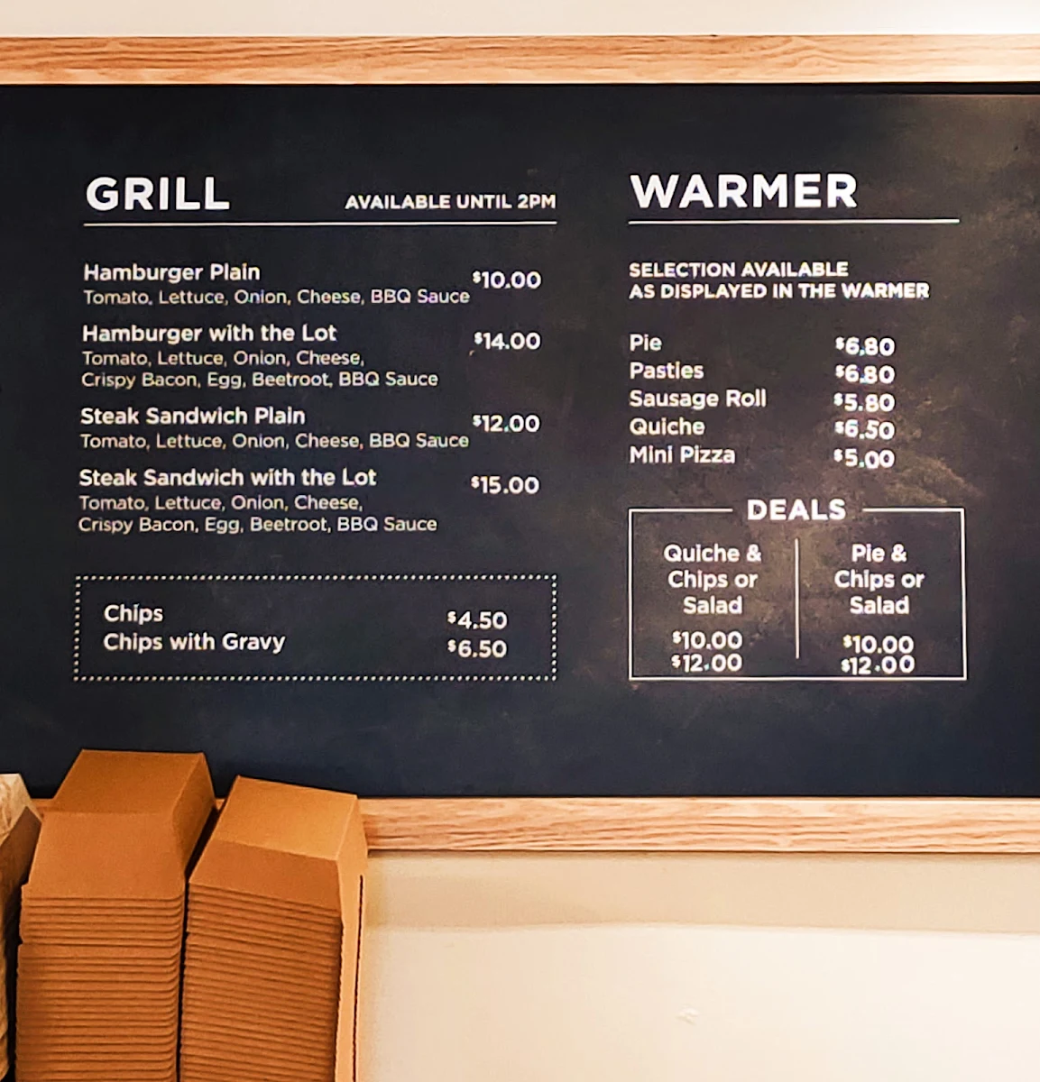 Menu, Ben's Bakehouse