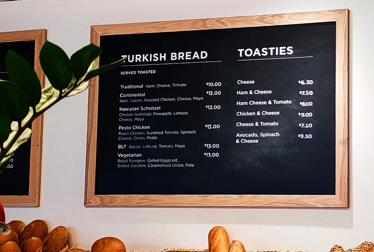 Menu, Ben's Bakehouse