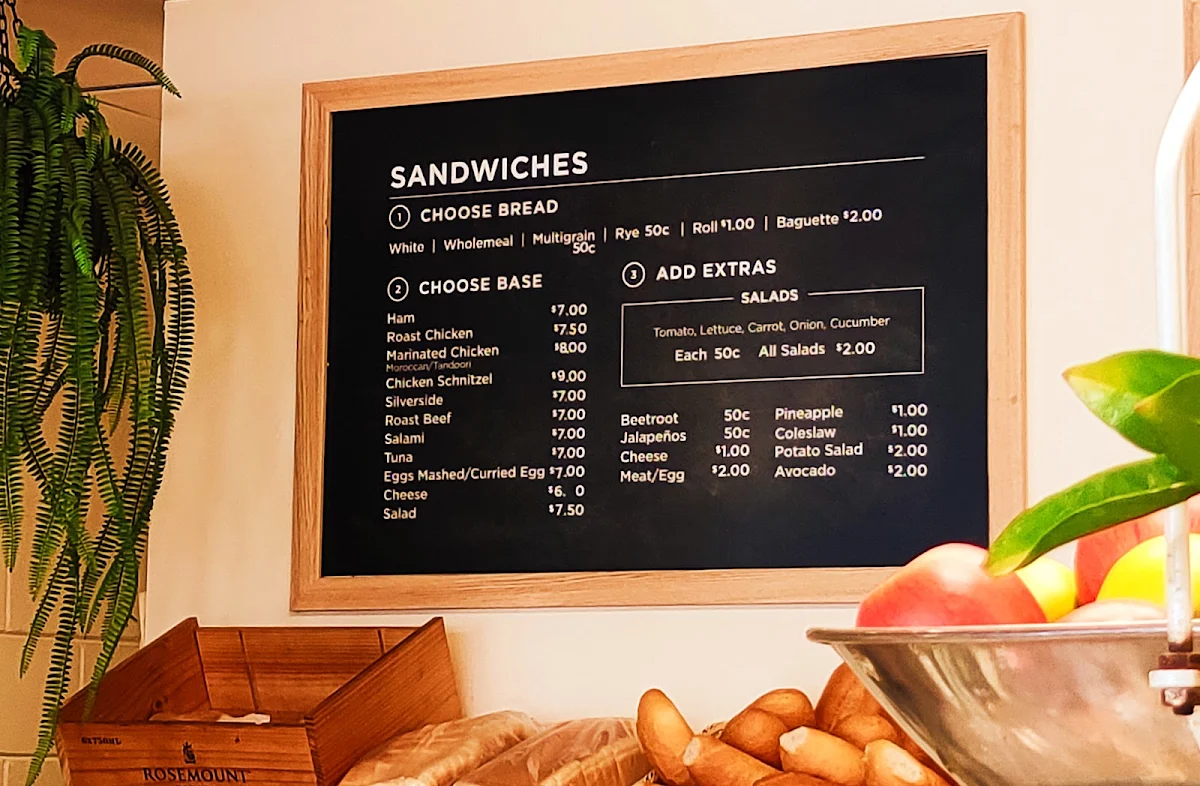 Menu, Ben's Bakehouse
