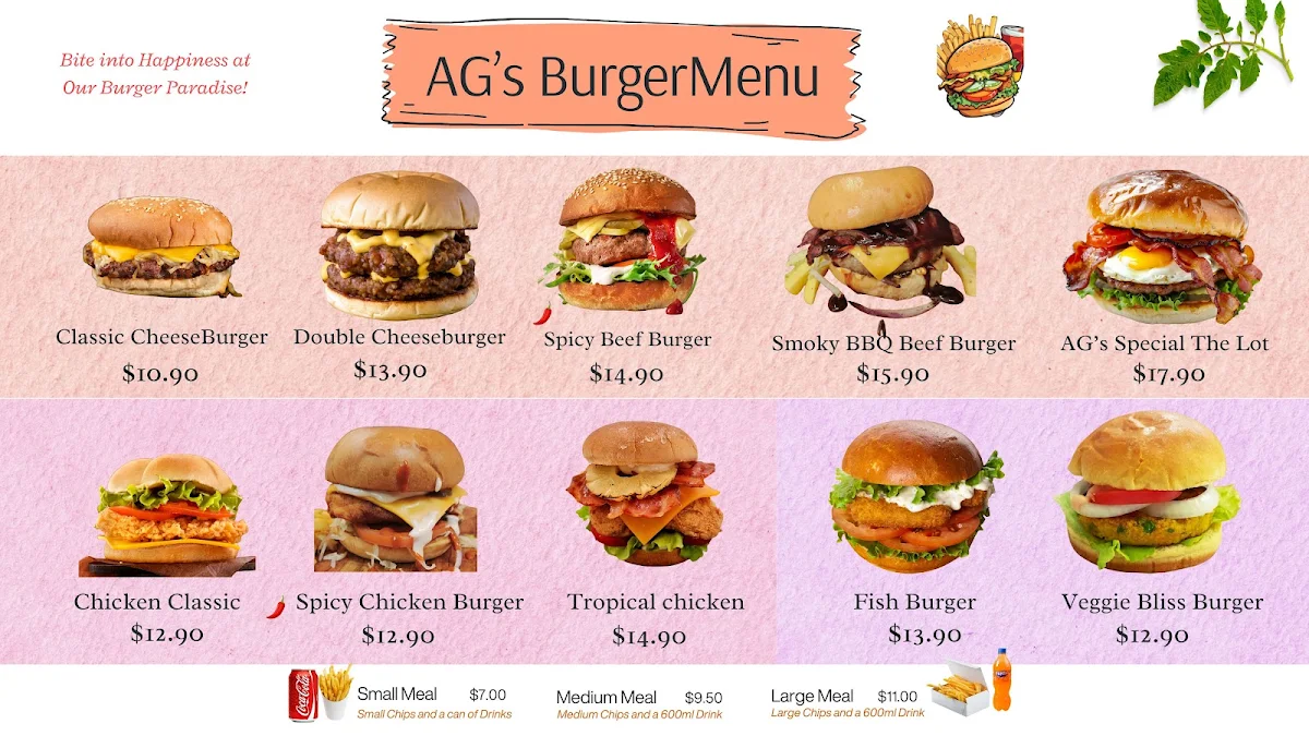 Menu, AG's Kebab & Pizza