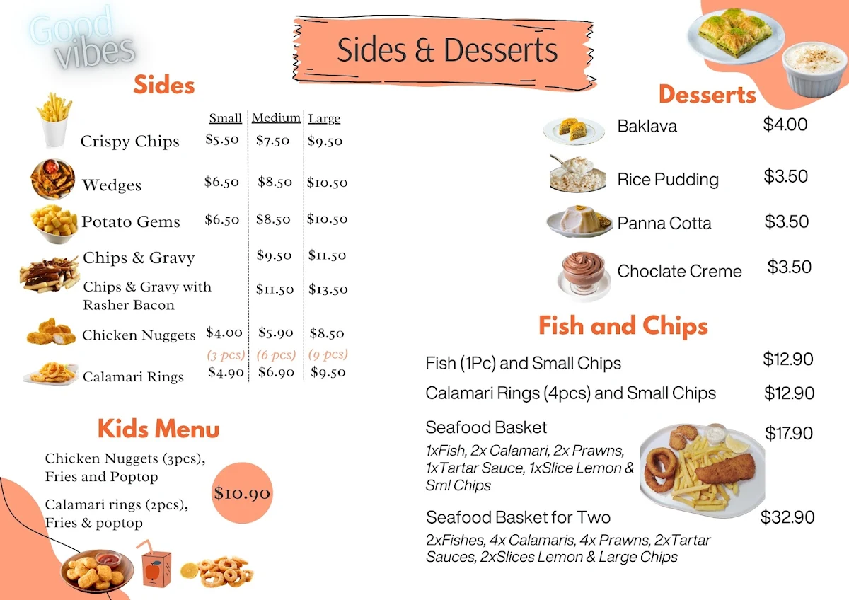 Menu, AG's Kebab & Pizza